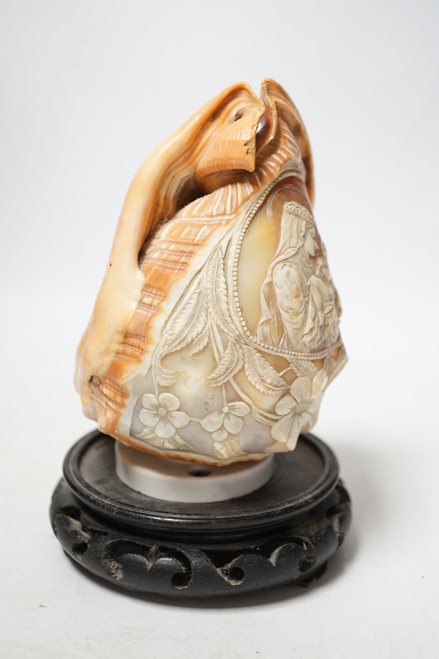An Italian cameo carved night light, 19cm high